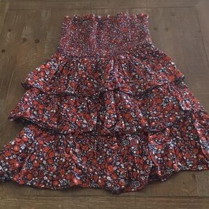 Old Navy Red Floral Tiered Smocked Maxi Skirt